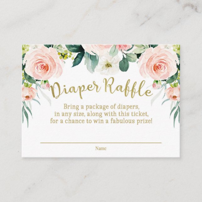 Carte D'accompagnement Brosse rose et or Baby shower Déchets Raffle (Devant)