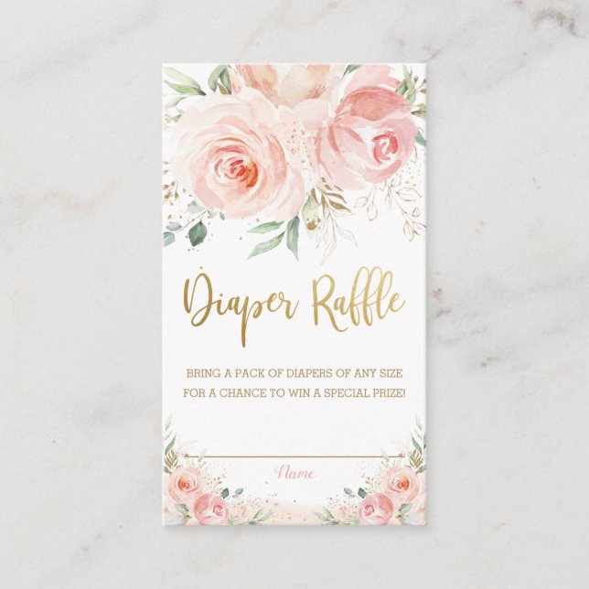 Carte D'accompagnement Brosse rose florale Baby shower doré rouille (Devant)