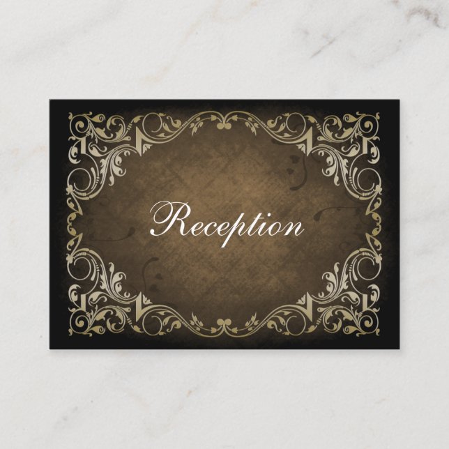 Carte D'accompagnement Brown Ornemental Rustique Regal Et Mariage Or (Devant)