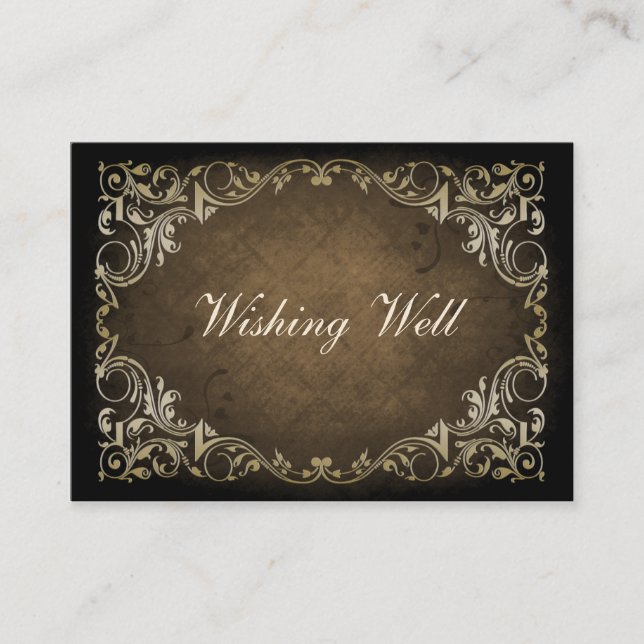 Carte D'accompagnement Brown Ornemental Rustique Regal Et Mariage Or (Devant)
