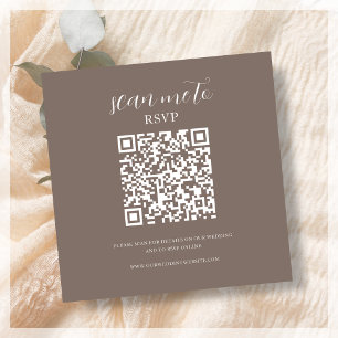 Carte D'accompagnement Brun   Code QR RSVP de mariage