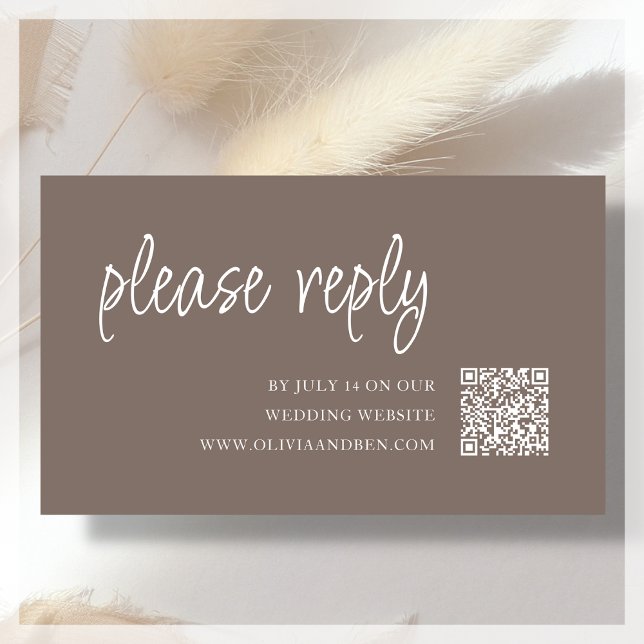 Carte D'accompagnement Brun | Code QR RSVP de mariage (Créateur téléchargé)