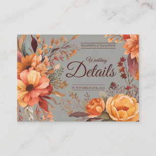 Carte D'accompagnement Budget Automne Floral QR Code Rsvp Détails du Mari