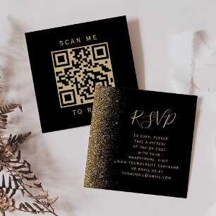 Carte D'accompagnement Budget Black Gold Parties scintillant Mariage QR C