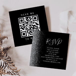 Carte D'accompagnement Budget Black Silver Parties scintillant Mariage QR