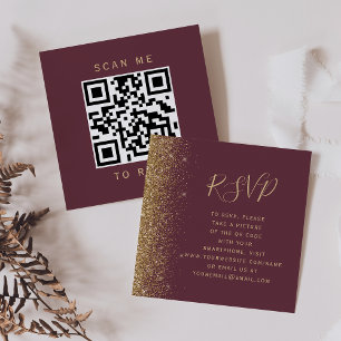 Carte D'accompagnement Budget Burgundy Gold Parties scintillant Mariage Q