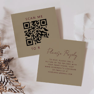 Carte D'accompagnement Budget Burgundy Script Gold Mariage QR Code RSVP