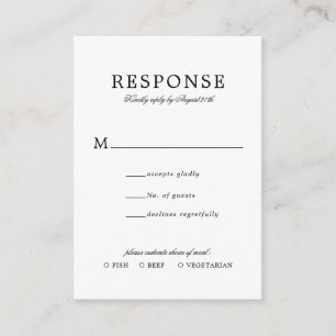 Carte D'accompagnement BUDGET Classique Mariage Simple Rsvp Repas Entree