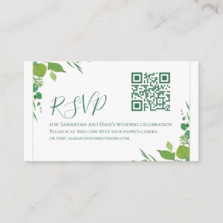 Carte D'accompagnement Budget Élégant Code QR RSVP Botanique Moderne