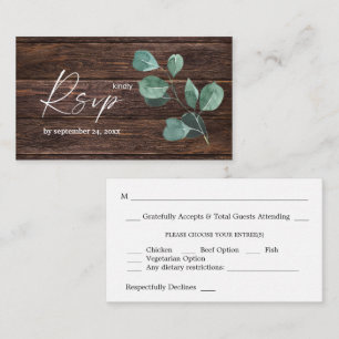 Carte D'accompagnement Budget Eucalyptus & Bois vert 2SM Repas RSVP