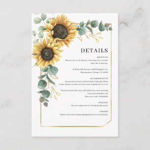 Carte D'accompagnement Budget Eucalyptus Sunflower Détails du Mariage