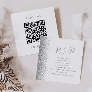 Carte D'accompagnement Budget Mariage Argent Paillettes QR Code RSVP