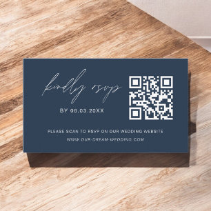 Carte D'accompagnement Budget Marine bleu QR Code RSVP Mariage site Web