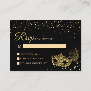 Carte D'accompagnement BUDGET Parties scintillant Noir et Or Masquerade R
