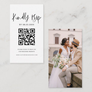 Carte D'accompagnement Budget QR Code Minimaliste RSVP Mariage site