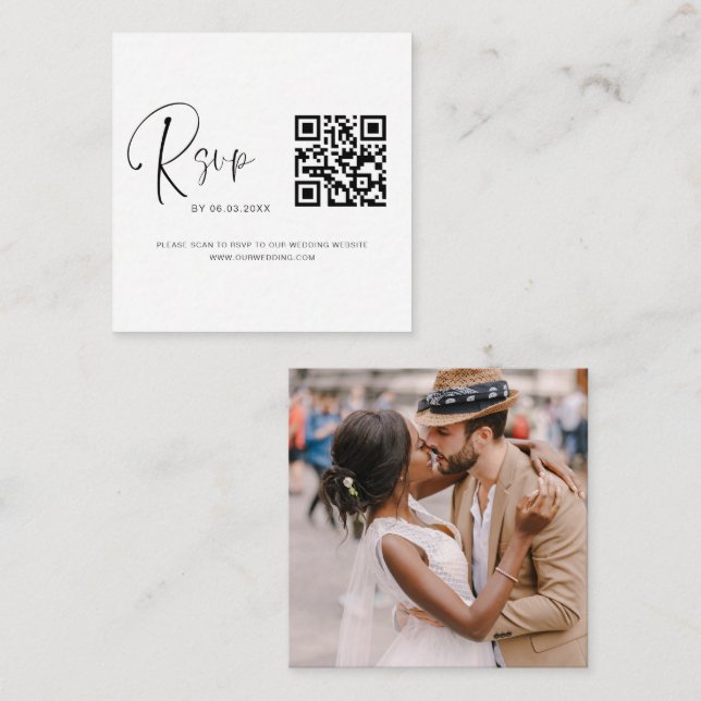 Carte D'accompagnement Budget QR Code RSVP Mariage Photo Website (Devant / Derrière)