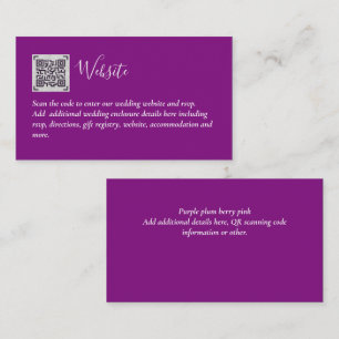 Carte D'accompagnement Budget QR Code Website RSVP Mariage de l'hôtel Dét