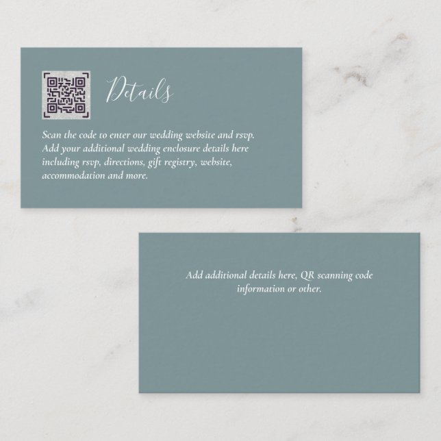 Carte D'accompagnement Budget QR Code Website RSVP Mariage de l'hôtel Dét (Devant / Derrière)