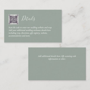 Carte D'accompagnement Budget QR Code Website RSVP Mariage de l'hôtel Dét
