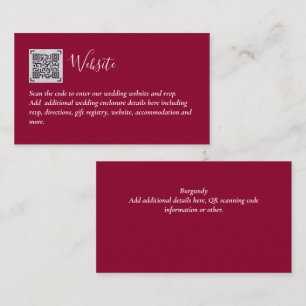 Carte D'accompagnement Budget QR Code Website RSVP Mariage de l'hôtel Dét