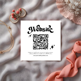 Carte D'accompagnement Budget Retro Black Script QR Code Mariage site Web