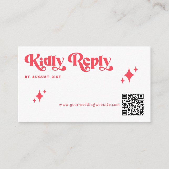 Carte D'accompagnement Budget Retro Red & White Mariage Website QR Code (Devant)