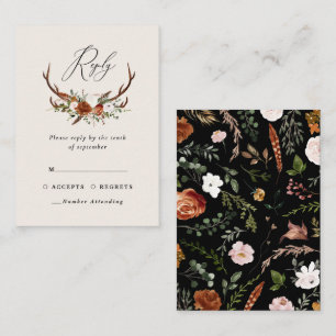 Carte D'accompagnement Budget rouille noir chic floral élégant mariage