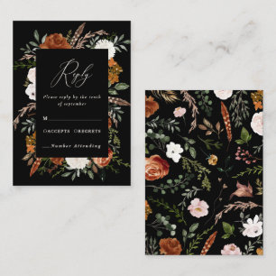 Carte D'accompagnement Budget rouille noir chic floral élégant mariage