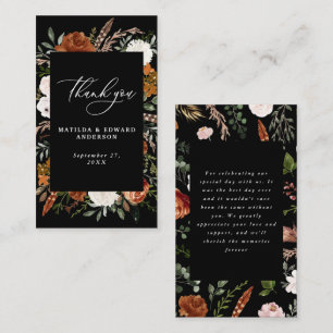 Carte D'accompagnement Budget rouille noir chic floral mariage merci