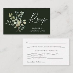 Carte D'accompagnement Budget Rustique Eucalyptus Duo 2SM Repas RSVP - Ve