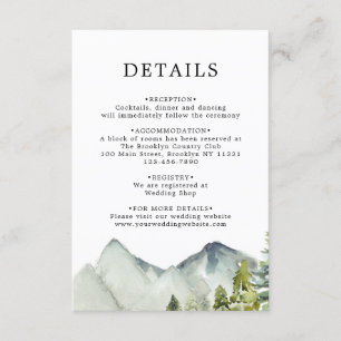 Carte D'accompagnement BUDGET Simple Forest Mounts Détails du Mariage