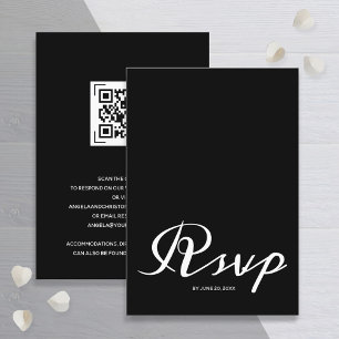 Carte D'accompagnement Budget Simple Noir Blanc Mariage RSVP QR Code