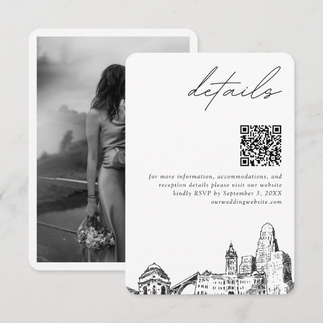Carte D'accompagnement Buffalo Mariage moderne Détails QR Code (Devant / Derrière)