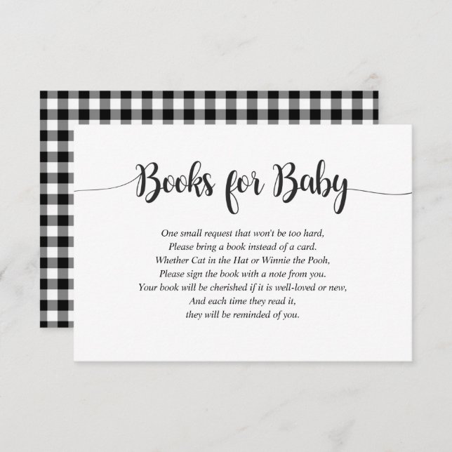 Carte D'accompagnement Buffalo Plaid Apporte Un Baby shower De Livre (Devant / Derrière)