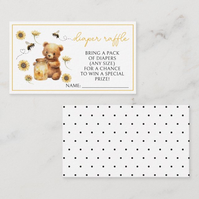 Carte D'accompagnement Bumble bee teddy ours baby shower tombole de couch (Devant / Derrière)