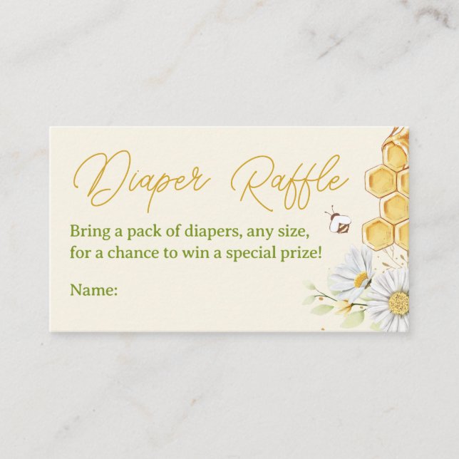 Carte D'accompagnement Bumblebee Déchets Raffle Billet Jaune Baby shower (Devant)