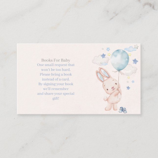 Carte D'accompagnement Bunny Baby shower Boy, Livres pour bébé (Devant)