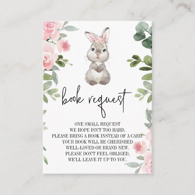 Carte D'accompagnement Bunny Baby shower Floral Demande de réservation (Devant)