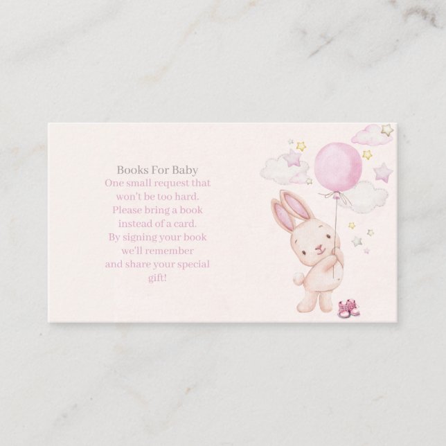 Carte D'accompagnement Bunny Baby shower Girl, Livres pour bébé (Devant)