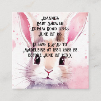 Carte D'accompagnement Bunny Cute Aquarelle baby shower rose