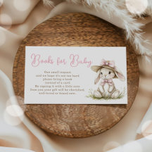 Bunny Pink Bow Baby Shower Books for Baby