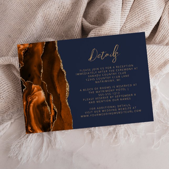 Carte D'accompagnement Burange Orange Gold Agate Navy Blue Détails du Mar (Créateur téléchargé)