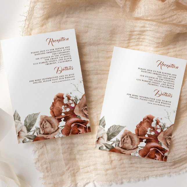 Carte D'accompagnement Burange Orange Roses Terracotta Détails du Mariage (Créateur téléchargé)