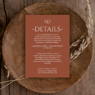 Carte D'accompagnement Burange Orange Terracotta Monogram Détails du Mari