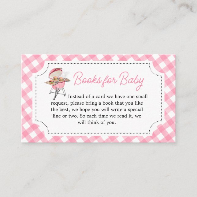 Carte D'accompagnement Burger rose Baby shower BBQ Livres pour bébé (Devant)