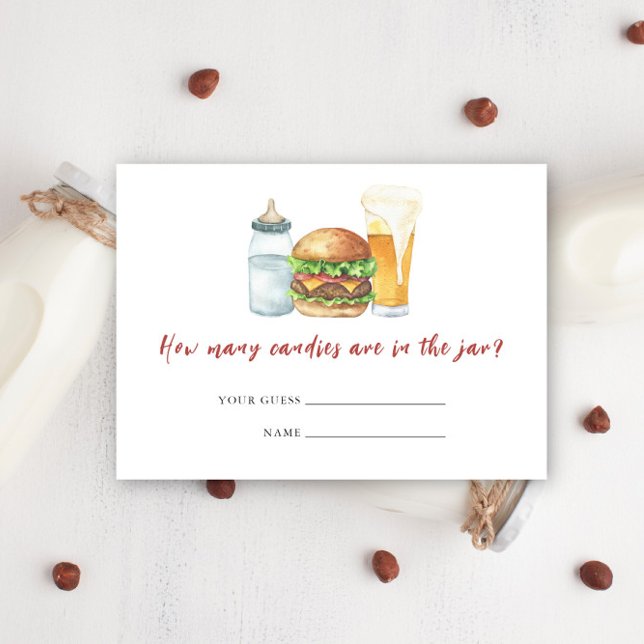 Carte D'accompagnement Burgers, bières et bébés - Combien de bonbons (Créateur téléchargé)