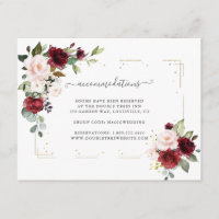 Burgundy Blush Flowers Gold Mariage Hébergements