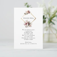 Burgundy Boho Floral Mariage Wishing Well Card