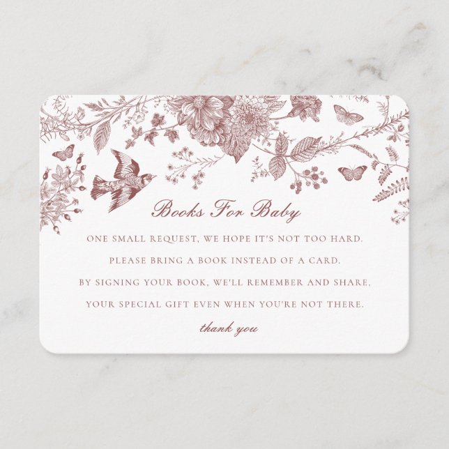 Carte D'accompagnement Burgundy Fall Toile De Jouy Livres pour Baby Inser (Devant)