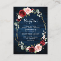 Burgundy Navy Blush Floral Mariage géométrique